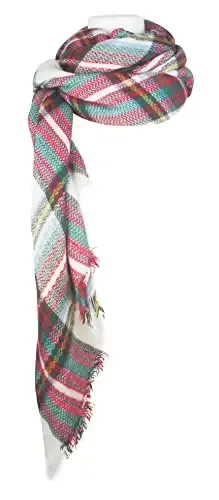 Fall Winter Scarf Classic Tassel Plaid Tartan Warm Soft Chunky Large Blanket Wrap Shawl Scarves for Women - 3