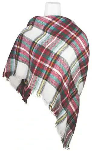 Fall Winter Scarf Classic Tassel Plaid Tartan Warm Soft Chunky Large Blanket Wrap Shawl Scarves for Women - 4