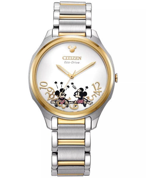 Falling Mickey & Minnie Two-Tone Stainless Steel Bracelet Watch 35mm Two-tone - 1