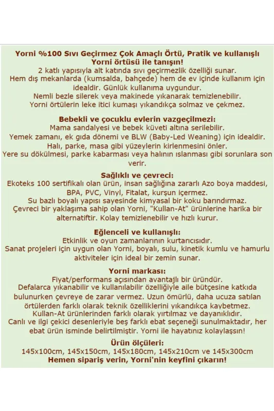 Family 145x100cm, Placemat for Under High Chair, Table, Activity Cover, Machine Washable - 2