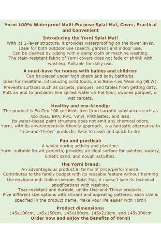 Family 145x150cm, Placemat for Under High Chair, Table, Activity Cover, Machine Washable - 1