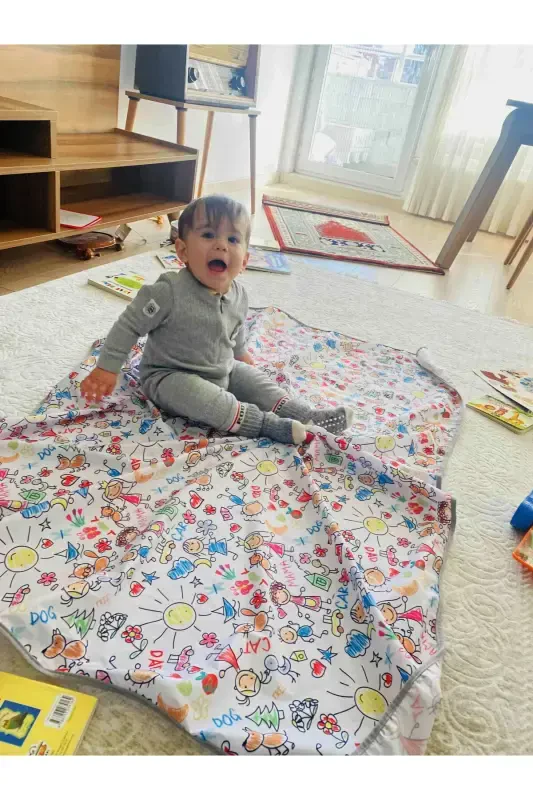 Family 145x150cm, Placemat for Under High Chair, Table, Activity Cover, Machine Washable - 3