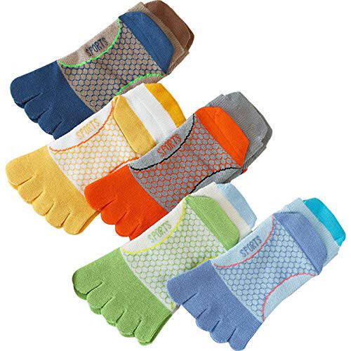 FAMKIT Kids Toe Socks 5 Pair Children Five Finger Toe Socks Breathable Cotton Sports Five Finger Socks for 3-12 Years - 43