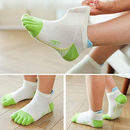 FAMKIT Kids Toe Socks 5 Pair Children Five Finger Toe Socks Breathable Cotton Sports Five Finger Socks for 3-12 Years - 47