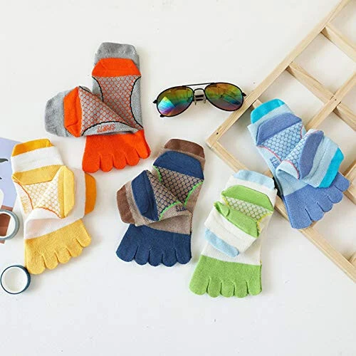 FAMKIT Носки для детей с разделенными пальцами 5 пар Детские носки с пятью пальцами Дышащие хлопчатобумажные спортивные носки с пятью пальцами для детей от 3 до 12 лет - 21