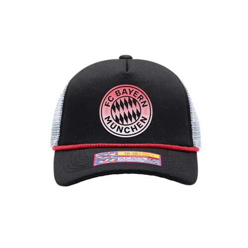 Fan Ink Bayern Munich 'Serve' Trucker Snapback Adjustable Soccer Hat (Black/White) - 1