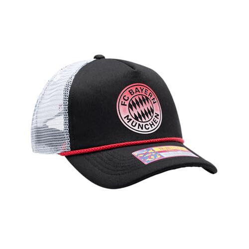 Fan Ink Bayern Munich 'Serve' Trucker Snapback Adjustable Soccer Hat (Black/White) - 3