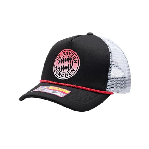 Fan Ink Bayern Munich 'Serve' Trucker Snapback Adjustable Soccer Hat (Qora/Oq) - Fan Ink LTD (1)