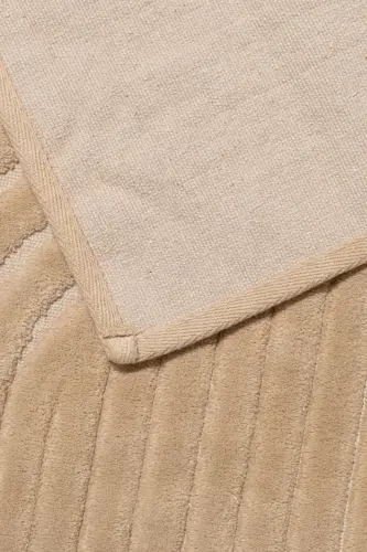 Fan Patterned 2-Piece Bath Mat Set - 100% Cotton-Beige - 2