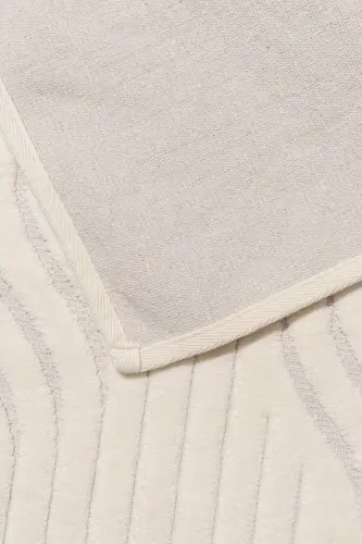 Fan Patterned 2-Piece Bath Mat Set - 100% Cotton - Cream - 2