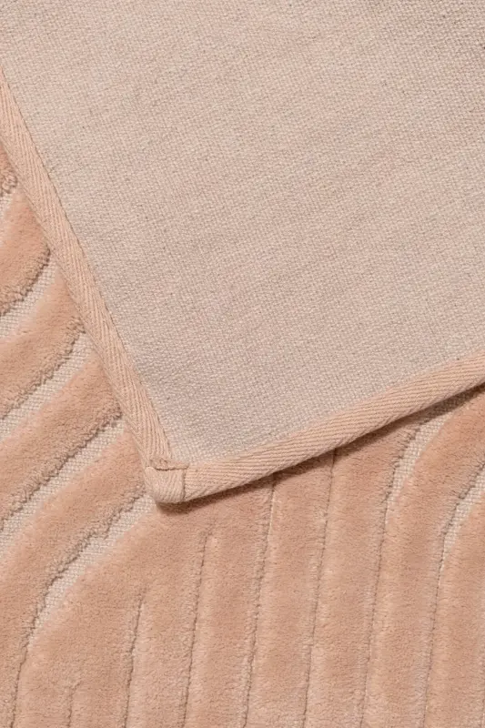 Fan Patterned 2-Piece Bath Mat Set - 100% Cotton-Salmon - 2