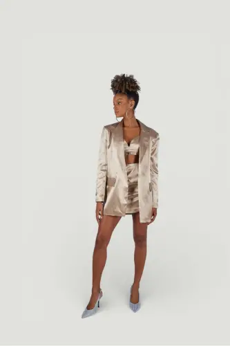 Fancy Blazer Ceket Bej - HOLLY LOLLY (1)