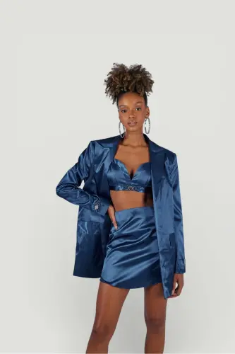 Fancy Blazer Ceket Lacivert - 5