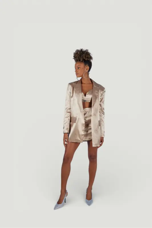 Fancy Blazer Jacket Beige - 2