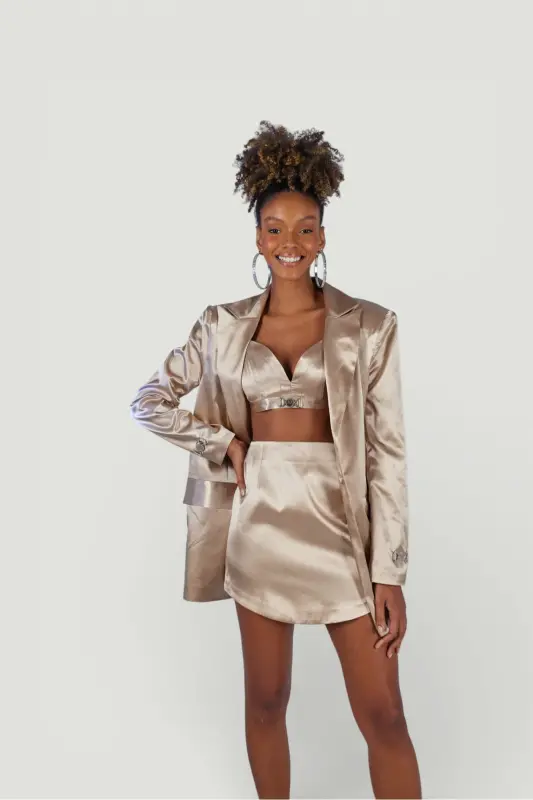 Fancy Blazer Jacket Beige - 3