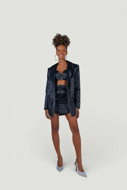 Fancy Blazer Jacket Black - HOLLY LOLLY