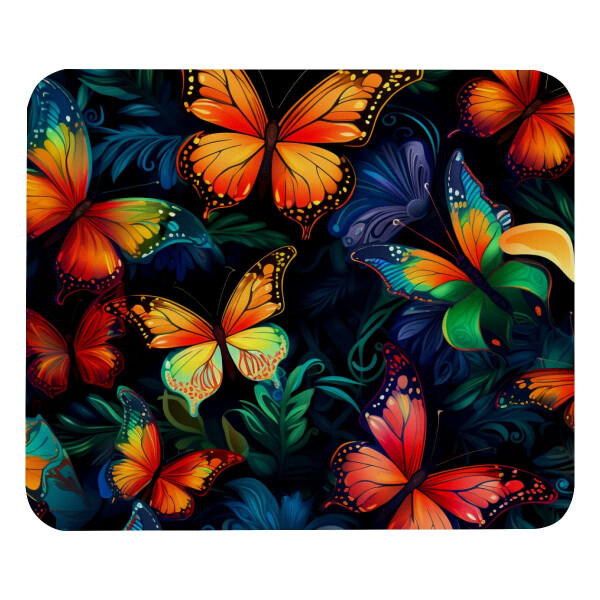 Fancy Colored Butterfly Mouse Pad with Non-Slip Rubber Base. Ideal for computer gaming, office, school or home use. 8.3'' x 9.8'' size. - 8