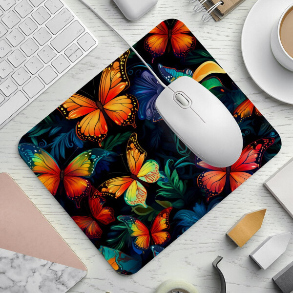 Fancy Colored Butterfly Mouse Pad with Non-Slip Rubber Base. Ideal for computer gaming, office, school or home use. 8.3'' x 9.8'' size. - 12