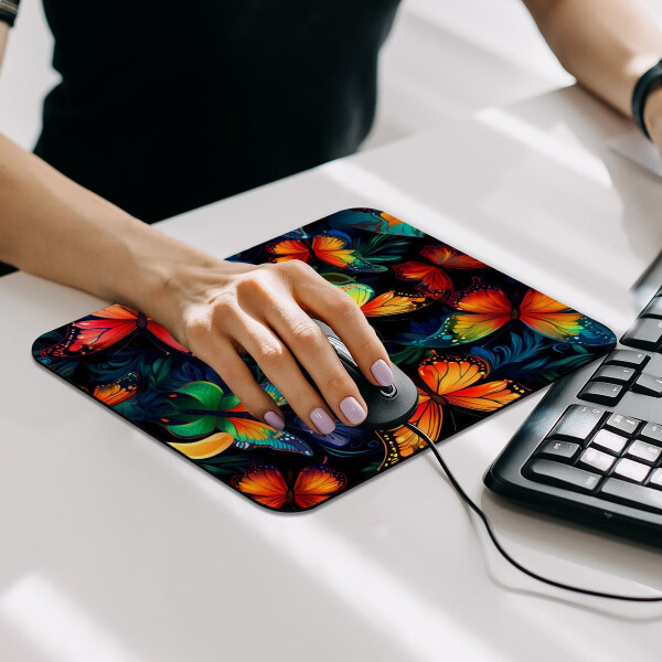 Fancy Colored Butterfly Mouse Pad with Non-Slip Rubber Base. Ideal for computer gaming, office, school or home use. 8.3'' x 9.8'' size. - 5