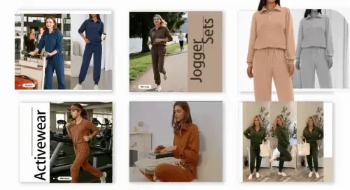 Fantaslook Ayollar 2 qismli liboslar uzun yengli yarim fermuarli sport kostyumlari cho'ntaklar bilan Pulover dam olish kostyumi to'plami- - 3