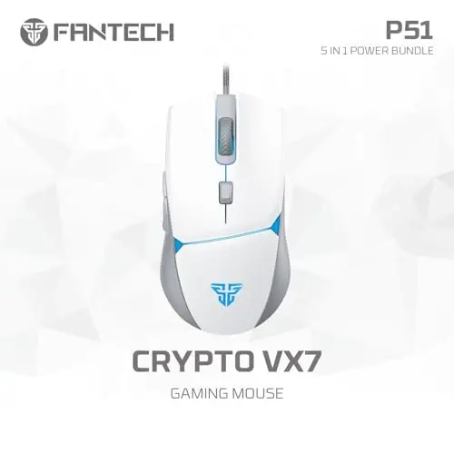 FANTECH 5 in-1 Gaming Keyboard and Mouse Combo, Rainbow LED Backlit Wired Keyboard, Headset and Headphone Stand Gaming Mouse Pad,Wired Mice, for,PC,Laptop,Xbox White - 5