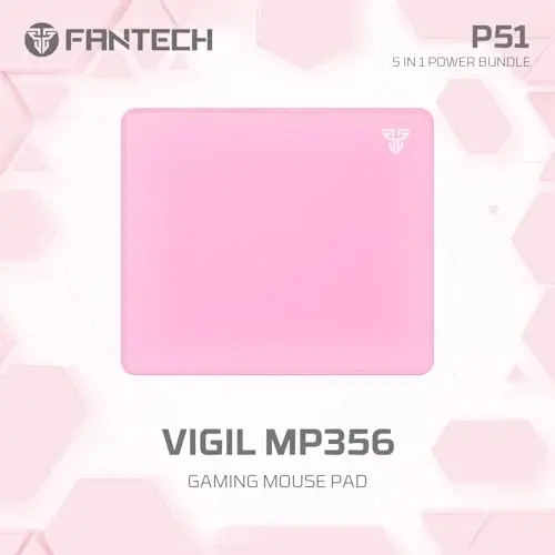 FANTECH Wired Gaming Keyboard and Mouse Set, Over-Ear Headphone and Headset Stand, Gaming Mouse Pad Wired RGB Rainbow Mice, PC Beginner Gamer Basic 5 in-1 for,PC,Laptop,Xbox Pink - 5