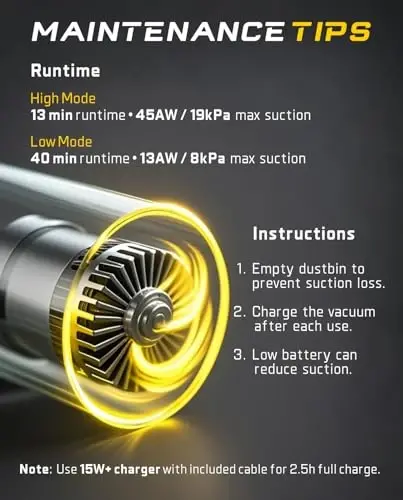 Fanttik Slim V8 APEX Avtomobil Changyutgichi, 4-in-1 Portativ Mini Simsiz Changyutgich, 19000pa So'rish Kuchiga ega, Type-C Zaryad, 2 So'rish Tartibi, Kichik Ishlar uchun Qo'lda Changyutgich, Avtomobil, Ofis Stoli, Klaviaturalar (Qizil) - 3