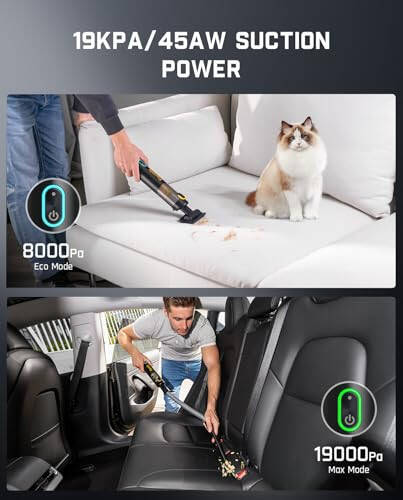 Fanttik Slim V8 Apex Car Vacuum, 19000PA High Power, 4 in 1 Portable Mini Vacuum, 2.5H Type-C Fast Charge, Up to 40 Mins Runtime, RobustClean™ Handheld Vacuum for Car, Home, Keyboard Cleaning, Black - 6