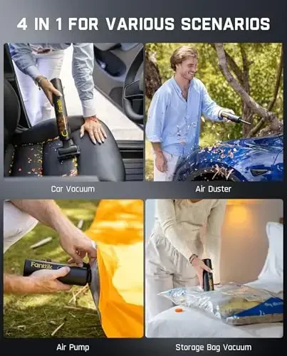 Fanttik Slim V8 Apex Car Vacuum, 19000PA High Power, 4 in 1 Portable Mini Vacuum, 2.5H Type-C Fast Charge, Up to 40 Mins Runtime, RobustClean™ Handheld Vacuum for Car, Home, Keyboard Cleaning, Black - 4