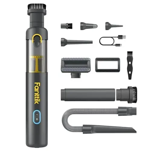 Fanttik Slim V8 APEX Car Vacuum, 4-in-1 Portable Mini Cordless Vacuum with 19000pa Suction Power, Type-C Charge, 2 Suction Modes, Handheld Vacuum for Small Jobs, Car, Office Desk, Keyboards (Gray) 
