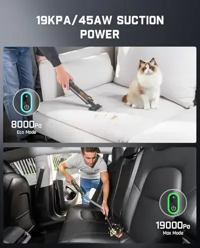 Fanttik Slim V8 APEX Car Vacuum, 4-in-1 Portable Mini Cordless Vacuum with 19000pa Suction Power, Type-C Charge, 2 Suction Modes, Handheld Vacuum for Small Jobs, Car, Office Desk, Keyboards (Gray) - 6