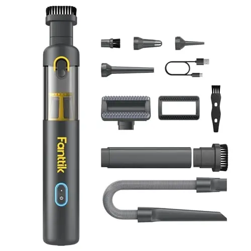 Fanttik Slim V8 APEX Car Vacuum, 4-in-1 Portable Mini Cordless Vacuum with 19000pa Suction Power, Type-C Charge, 2 Suction Modes, Handheld Vacuum for Small Jobs, Car, Office Desk, Keyboards (Gray) - FANTTIK