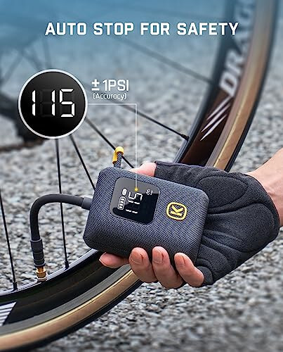 Fanttik X8 Ace Bike Pump 150PSI Fast Portable Tire Inflator, Cordless Rechargeable Electric Bicycle Air Pump, Auto Stop, with Presta and Schrader Valve for Fat, Mountain Bike, City Bike, Road Bike - 4