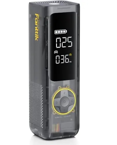 Fanttik X8 APEX Tire Inflator Portable Air Compressor, 1 Min Fast Inflation, 150PSI Cordless Tire Inflator with LED Dual Screen, Suitable for Car, Bike, Motorcycle, Up to 26.3″ Tires, Mechanical Gray - 1
