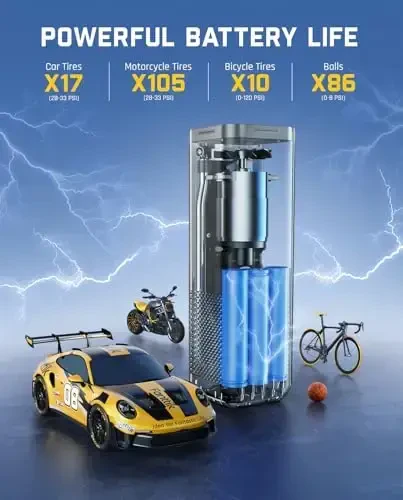 Fanttik X8 APEX Shina Pompasi Portativ Havo Kompressori, 1 Min Tez Shishirish, LED Dual Ekranli 150PSI Simsiz Shina Pompasi, Avtomobil, Velosiped, Mototsikl uchun mos, 26.3