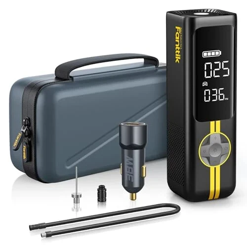 Fanttik X8 APEX Tire Inflator Portable Air Compressor, 1 Min Fast Inflation, 150PSI Cordless Tire Inflator with LED Dual Screen, Suitable for MPV, Car, Motorcycle, Up to 26.3″ Tires, Deluxe Package - 1