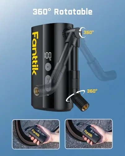 Fanttik X9 Ace Mini Bike Tire Pump, 32s Fast Inflate Bike Pump with Guage, 150PSI Electric Air Pump with Presta and Schrader Valve, Suitable for Road Bike, Mountain Bike, E-Bike, City Bike - 6