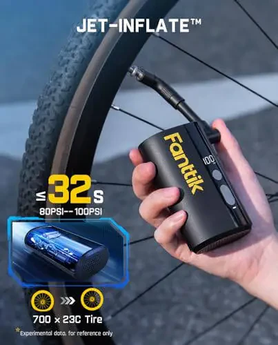 Fanttik X9 Ace Mini Bike Tire Pump, 32s Fast Inflate Bike Pump with Guage, 150PSI Electric Air Pump with Presta and Schrader Valve, Suitable for Road Bike, Mountain Bike, E-Bike, City Bike - 7