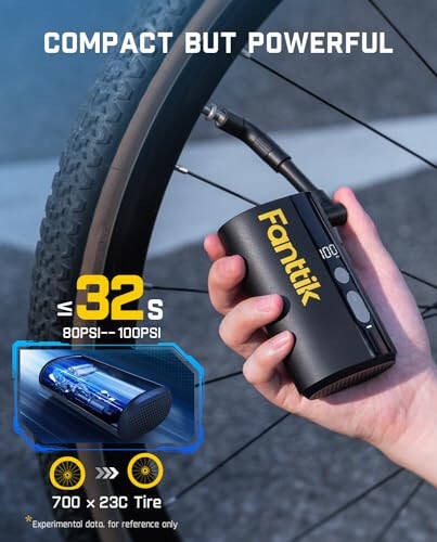 Fanttik X9 Ace Mini Bisiklet Lastik Pompası, 32s Hızlı Şişirme Bisiklet Pompası Göstergeli, 150PSI Elektrikli Hava Pompası Presta ve Schrader Vana ile, Yol Bisikleti, Dağ Bisikleti, E-Bisiklet, Şehir Bisikleti İçin Uygun - 5