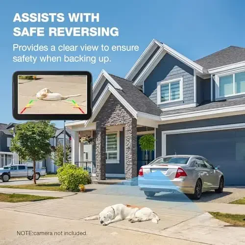 Faqatgina zaxira kamera monitori - Avtomobillar, yuk mashinalari, SUVlar, mikroavtobuslar, RVlar, treylerlar, lagerlar uchun 7 dyuymli HD tasvirni zaxira qilish kamera ekrani, Dashboard/Oyna o'rnatish, 12V/24V, Kamera kiritilmagan (7 dyuym). - 6