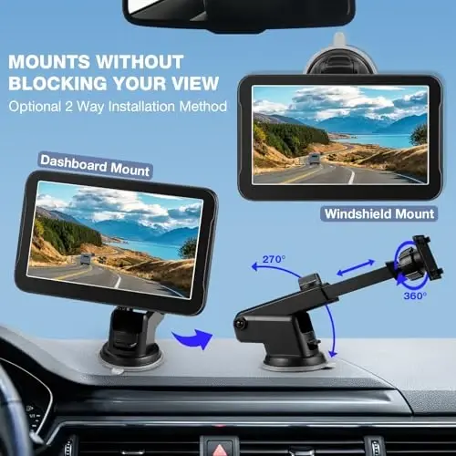 Faqatgina zaxira kamera monitori - Avtomobillar, yuk mashinalari, SUVlar, mikroavtobuslar, RVlar, treylerlar, lagerlar uchun 7 dyuymli HD tasvirni zaxira qilish kamera ekrani, Dashboard/Oyna o'rnatish, 12V/24V, Kamera kiritilmagan (7 dyuym). - 3