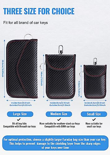 Faraday Pouch for Car Keys, Faraday Bag, Car RFID Signal Blocking Holder, Key Fob Protector, Key fob cage Block Signal Anti-Theft Fob Case (2 Pack) - 3