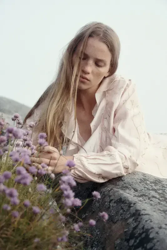 Farbalalı Elbise-Toz pembe/Çiçekli - 2