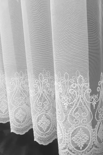 Farbateks Dikim Damask Salon Model Tasarım Tül 3kat Sık Pileli Tül Perde-Beyaz - 5