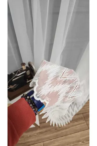 Farbateks Dikim Etek Geniş Ritim Model Desenli 2 Kat Pileli Kırışmaz Ütü Istemez Keten Tül Perde-YRİYİM - 3