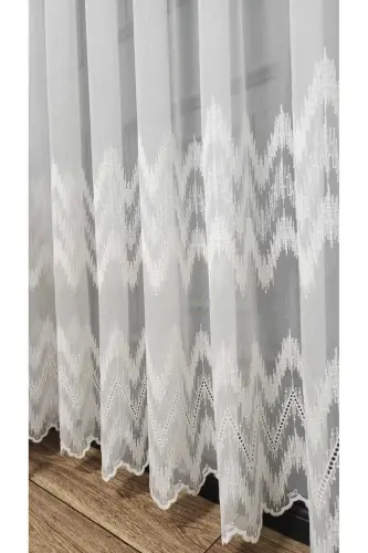 Farbateks Dikim Etek Geniş Ritim Model Desenli 2 Kat Pileli Kırışmaz Ütü Istemez Keten Tül Perde-YRİYİM - 4