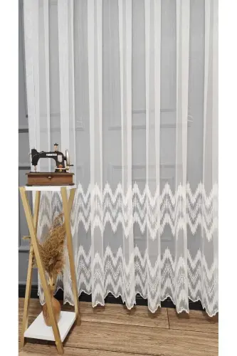 Farbateks Dikim Etek Geniş Ritim Model Desenli 2 Kat Pileli Kırışmaz Ütü Istemez Keten Tül Perde-YRİYİM - 5