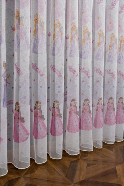 Farbateks Dikim Princess Princess Patterned Model Colorful Girls Room 2 Layer Pleated Tulle Curtain - 1