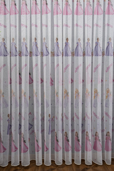 Farbateks Dikim Princess Princess Patterned Model Colorful Girls Room 2 Layer Pleated Tulle Curtain - 2