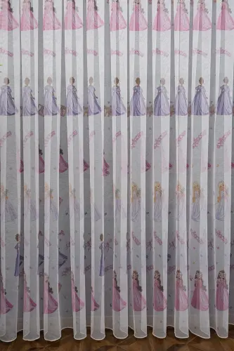 Farbateks Dikim Princess Princess Patterned Model Colorful Girls Room 2 Layer Pleated Tulle Curtain - 3